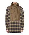 Kolor Check-pattern Patchwork Shirt In Green