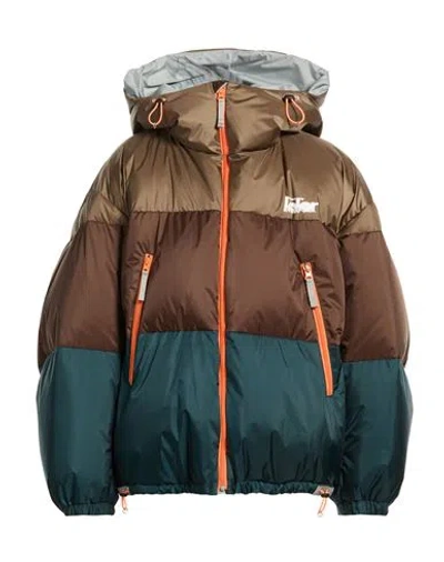Kolor Man Puffer Brown Size 3 Nylon, Polyester In Multi