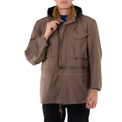 Kolor Men's Beige Shearling-collar Drawstring Jacket In Brown