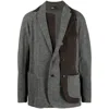 Kolor Patchwork-design Wool Blazer In Brown