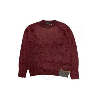 Kolor Men's Reddish Brown Contrasting-trim Crew-neck Jumper