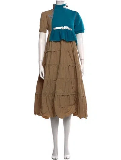 Pre-owned Kolor Mock Neck Long Dress In Brown