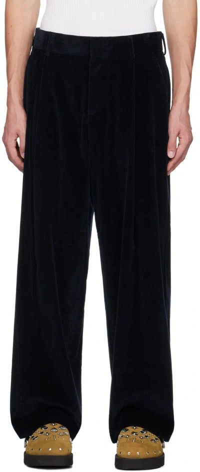 Kolor Navy Corduroy Wide Trousers In C-deep Navy