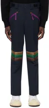 Kolor Panelled Straight-leg Trousers In C-navy