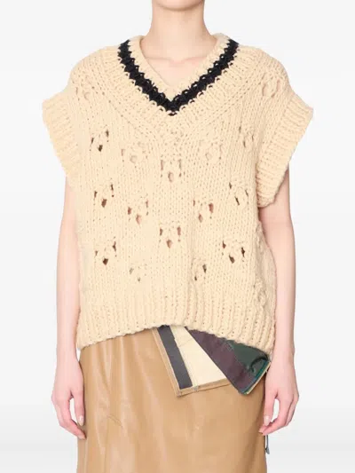 Kolor オープンニット Vネックセーター In Neutral