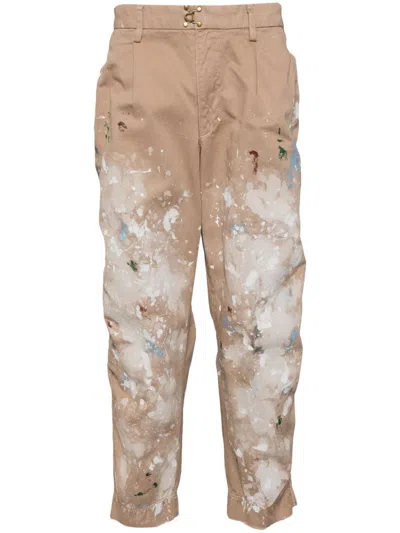 Kolor Painted Tapered Trousers In Neutrals