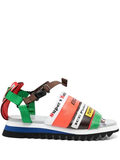 Kolor Patchwork Buckled Sandals In Mehrfarbig
