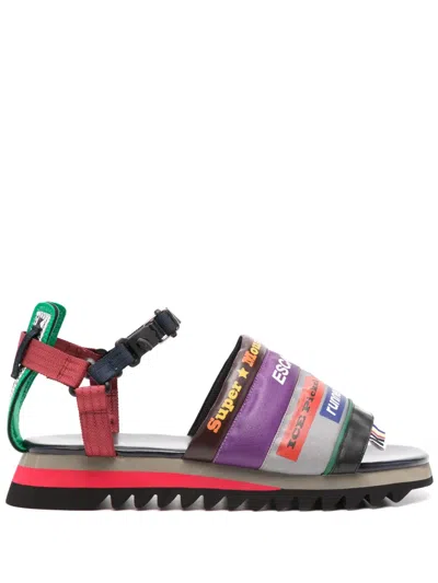 Kolor Patchwork Buckled Sandals In Purple