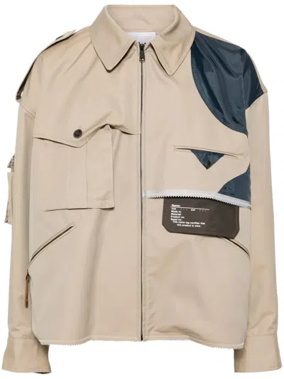 Kolor Patchwork Jacket In Neutrals
