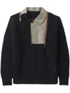 Kolor Patchwork Pointelle-knit Jumper In Blue