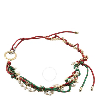 Kolor Pearl Embellished Rope Bracelet In Gold Tone