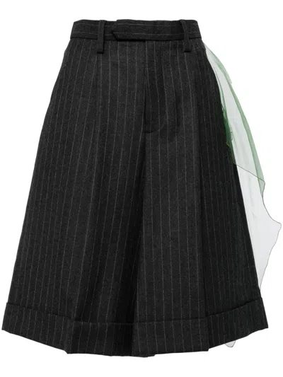 Kolor Pinstripe-pattern Shorts In Grey