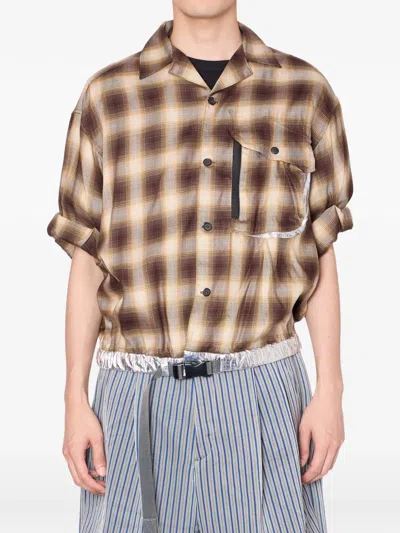 Kolor Plaid Pocket Shirt In Brown