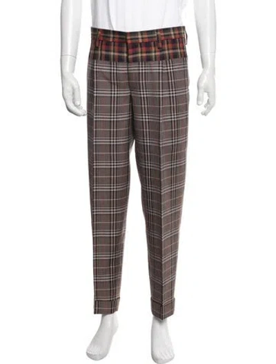 Pre-owned Kolor Plaid Print Pants In Brown