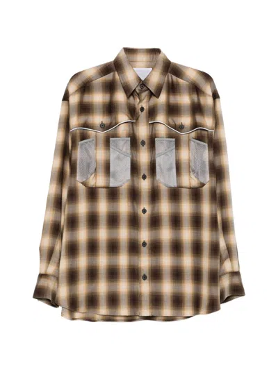 Kolor Plaid-pattern Shirt In Brown
