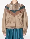 Kolor Pleated-lace Panel Jacket In Brown