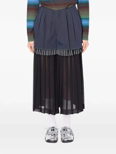 Kolor Pleated Palazzo Pants In Blue