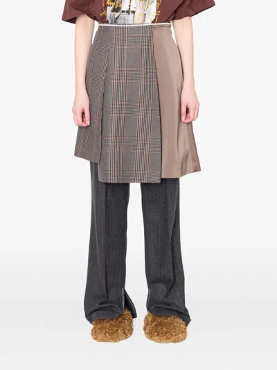 Kolor Pleated Panelled Mini Skirt In Multi