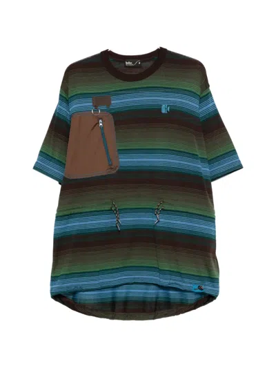 Kolor Pocket Striped T-shirt In Brown