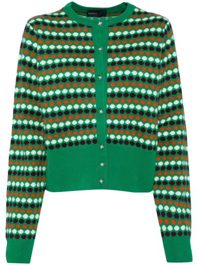 Kolor Polka-dot Cashmere Cardigan In Green