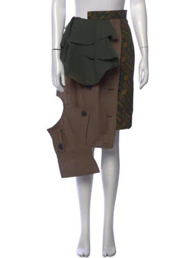Pre-owned Kolor Printed Midi Length Skirt In Green