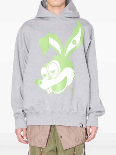 Kolor Rabbit-graphic Hoodie In Gray