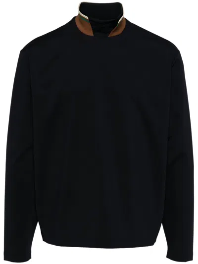 Kolor Ribbed-collar Mock-neck Sweatshirt In Blue