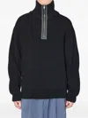Kolor Ribbed-knit Zipped Sweater In Black