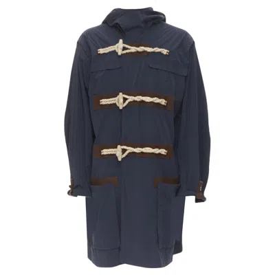 Kolor Rope Wood Toggle Button Parka Jacket In Blue