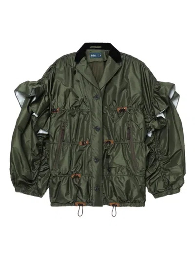 Kolor Ruffled Button-up Jacket In Black