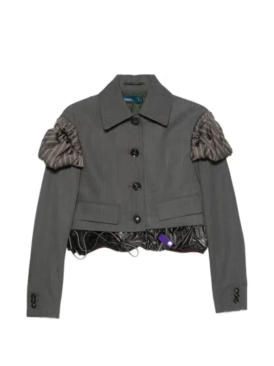 Kolor Ruffled-detail Cropped Jacket In Gray