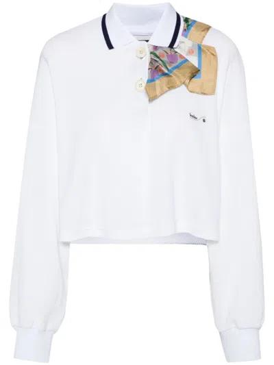 Kolor Scarf Detail Polo Top In White