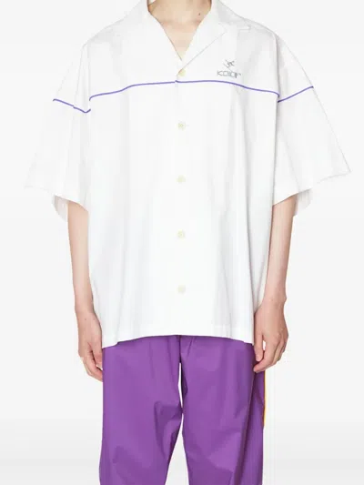 Kolor Short-sleeve Embroidered Shirt In White