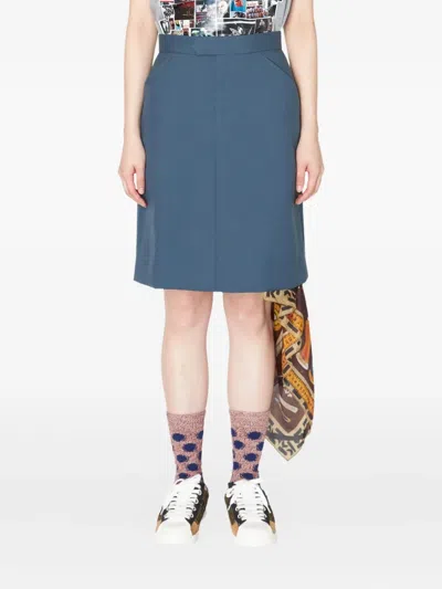Kolor Silk-panel Midi Skirt In Blue
