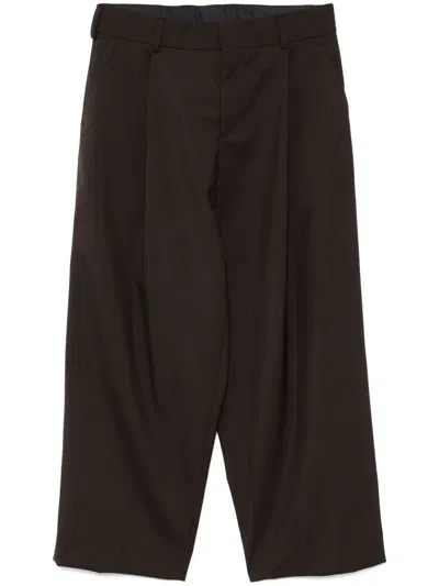Kolor Pleated Wide Leg Trousers In Brown