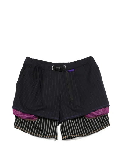 Kolor Striped Double-layer Shorts In Multi