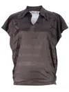Kolor Striped Open Collar Blouse In Brown