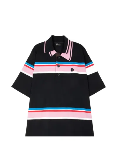 Kolor Striped Polo Shirt In Black