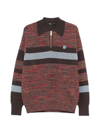 Kolor Striped Zip-up Sweater In Brown