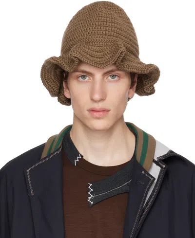 Kolor Taupe Ruffled Bucket Hat In A-beige