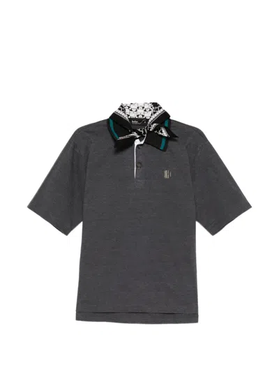 Kolor Tie-scarf Polo Shirt In Gray