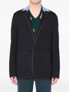 Kolor Two-button Contrast-trim Jacket In Black