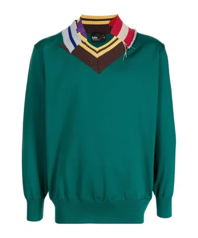 Kolor V-neck Knitted Pullover In Black