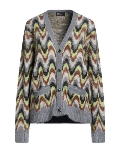Kolor Woman Cardigan Lead Size 5 Alpaca Wool, Nylon In Gray