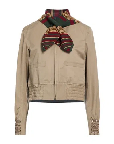Kolor Woman Jacket Taupe Size 3 Cotton In Gray