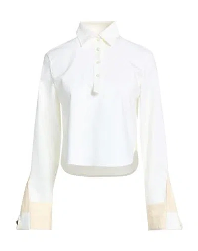 Kolor Woman Polo Shirt White Size 3 Cotton, Nylon, Polyurethane
