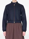 Kolor Wool-paneled Zip-front Bomber Jacket In Blue