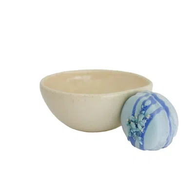 Kolos Ceramics White / Blue Handcrafted Cotton Candy Macaron Cup