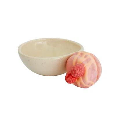 Kolos Ceramics White / Red Handcrafted Raspberry Macaron Cup