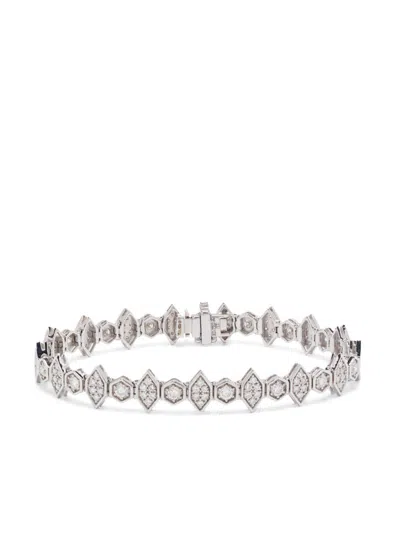 Kolours 18k White Gold Diamond Bracelet In Silver